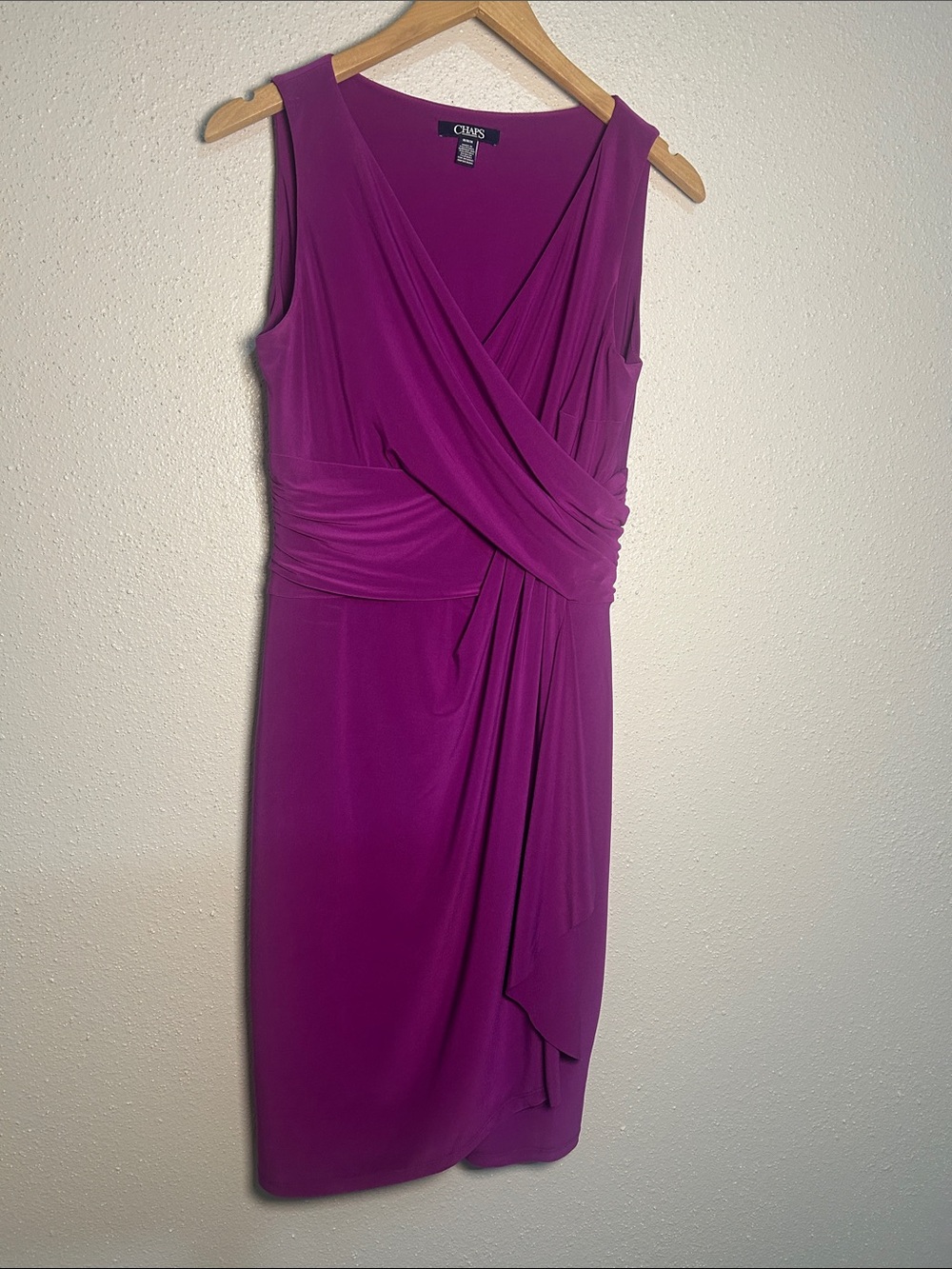 CHAPS Purple Sleeveless Wrap-Front Fuchsia Midi Dress Size Medium